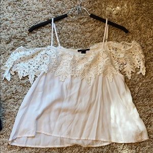 F21 white flowy spaghetti/off-shoulder - SMALL